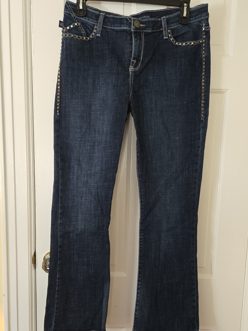 Rock & Republic Dark Blue Women's Jeans with Stud Trim